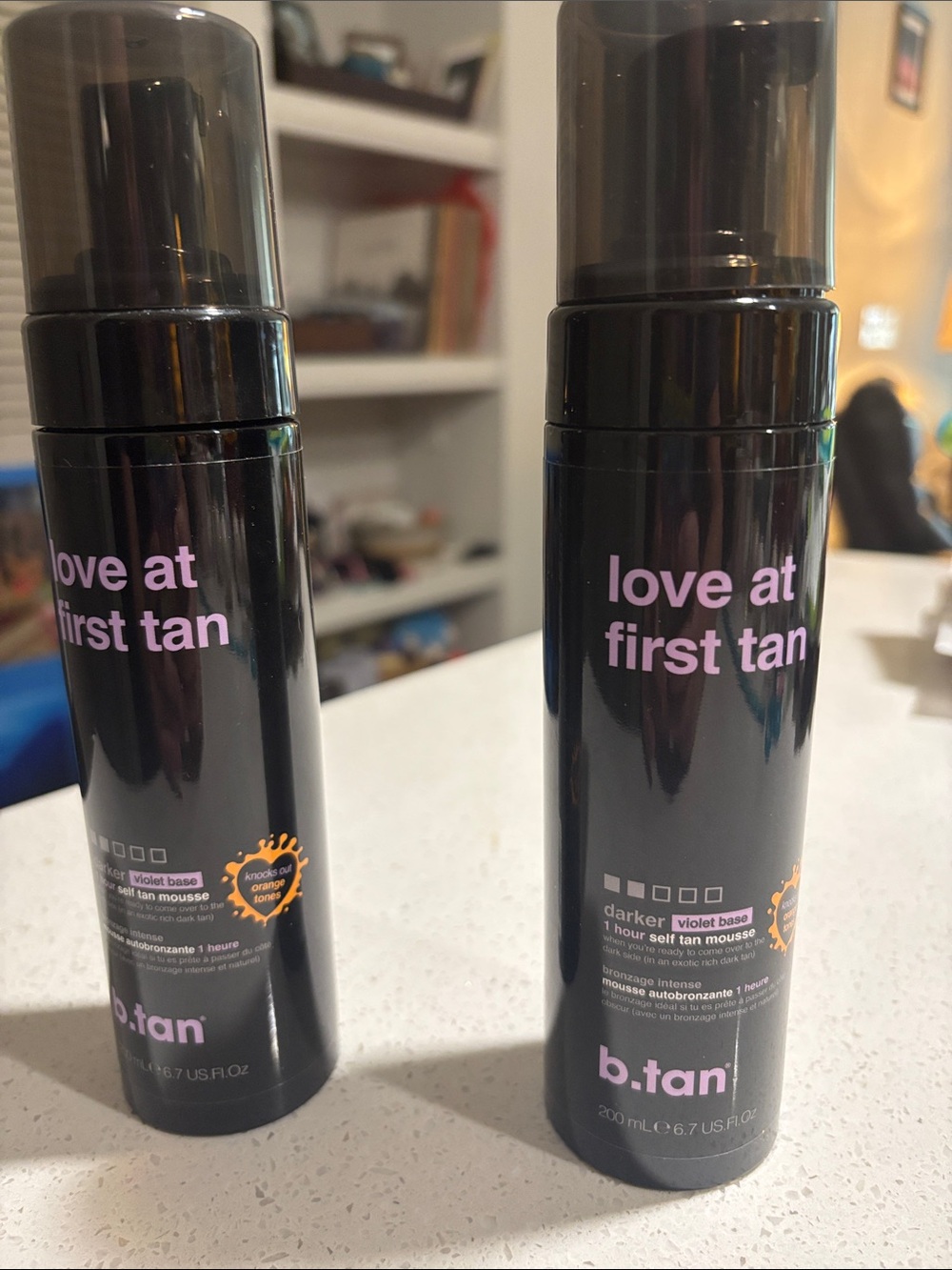 b.tan Love At First Tan Self Tan Mousse - Black with Pink Text x2
